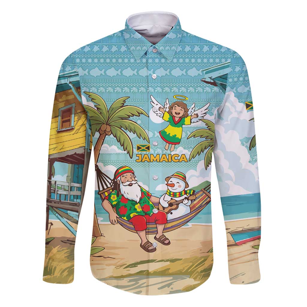 Jamaica Christmas Family Matching Puletasi and Hawaiian Shirt with Rasta Santa Snowman Hammock Angel Palm Trees and Tropical Beach Design - Wonder Print Shop