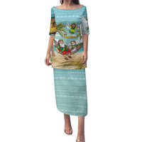 Jamaica Christmas Family Matching Puletasi and Hawaiian Shirt with Rasta Santa Snowman Hammock Angel Palm Trees and Tropical Beach Design - Wonder Print Shop