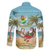 Jamaica Christmas Family Matching Short Sleeve Bodycon Dress and Hawaiian Shirt with Rasta Santa Snowman Hammock Angel Palm Trees and Tropical Beach Design - Wonder Print Shop
