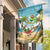 Jamaica Christmas Garden Flag with Rasta Santa Snowman Hammock Angel Palm Trees and Tropical Beach Design - Wonder Print Shop