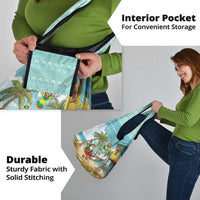 Jamaica Christmas Grocery Bag with Rasta Santa Snowman Hammock Angel Palm Trees and Tropical Beach Design - Wonder Print Shop