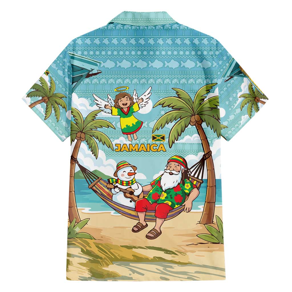Jamaica Christmas Hawaiian Shirt with Rasta Santa Snowman Hammock Angel Palm Trees and Tropical Beach Design - Wonder Print Shop