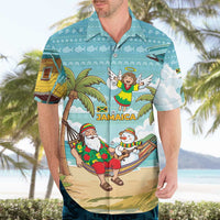Jamaica Christmas Hawaiian Shirt with Rasta Santa Snowman Hammock Angel Palm Trees and Tropical Beach Design - Wonder Print Shop