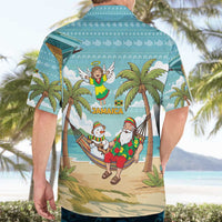 Jamaica Christmas Hawaiian Shirt with Rasta Santa Snowman Hammock Angel Palm Trees and Tropical Beach Design - Wonder Print Shop