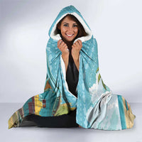 Jamaica Christmas Hooded Blanket with Rasta Santa Snowman Hammock Angel Palm Trees and Tropical Beach Design - Wonder Print Shop