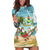 Jamaica Christmas Hoodie Dress with Rasta Santa Snowman Hammock Angel Palm Trees and Tropical Beach Design - Wonder Print Shop