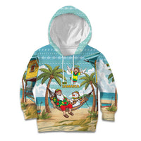 Jamaica Christmas Kid Hoodie with Rasta Santa Snowman Hammock Angel Palm Trees and Tropical Beach Design - Wonder Print Shop