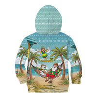 Jamaica Christmas Kid Hoodie with Rasta Santa Snowman Hammock Angel Palm Trees and Tropical Beach Design - Wonder Print Shop