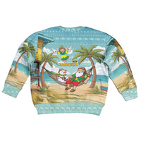 Jamaica Christmas Kid Ugly Christmas Sweater with Rasta Santa Snowman Hammock Angel Palm Trees and Tropical Beach Design - Wonder Print Shop