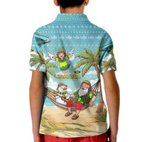 Jamaica Christmas Kid Polo Shirt with Rasta Santa Snowman Hammock Angel Palm Trees and Tropical Beach Design - Wonder Print Shop