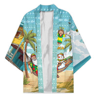 Jamaica Christmas Kimono with Rasta Santa Snowman Hammock Angel Palm Trees and Tropical Beach Design - Wonder Print Shop