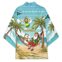 Jamaica Christmas Kimono with Rasta Santa Snowman Hammock Angel Palm Trees and Tropical Beach Design - Wonder Print Shop
