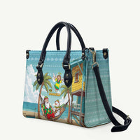 Jamaica Christmas Leather Bag with Rasta Santa Snowman Hammock Angel Palm Trees and Tropical Beach Design - Wonder Print Shop