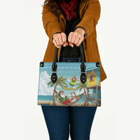 Jamaica Christmas Leather Bag with Rasta Santa Snowman Hammock Angel Palm Trees and Tropical Beach Design - Wonder Print Shop