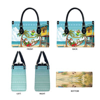 Jamaica Christmas Leather Bag with Rasta Santa Snowman Hammock Angel Palm Trees and Tropical Beach Design - Wonder Print Shop