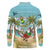Jamaica Christmas Long Sleeve Polo Shirt with Rasta Santa Snowman Hammock Angel Palm Trees and Tropical Beach Design - Wonder Print Shop