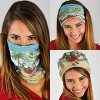 Jamaica Christmas Neck Gaiter with Rasta Santa Snowman Hammock Angel Palm Trees and Tropical Beach Design - Wonder Print Shop
