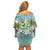 Jamaica Christmas Off Shoulder Short Dress with Rasta Santa Snowman Hammock Angel Palm Trees and Tropical Beach Design - Wonder Print Shop
