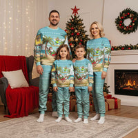 Jamaica Christmas Pajama Set with Rasta Santa Snowman Hammock Angel Palm Trees and Tropical Beach Design - Wonder Print Shop