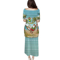 Jamaica Christmas Puletasi with Rasta Santa Snowman Hammock Angel Palm Trees and Tropical Beach Design - Wonder Print Shop