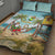 Jamaica Christmas Quilt Bed Set with Rasta Santa Snowman Hammock Angel Palm Trees and Tropical Beach Design - Wonder Print Shop
