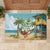 Jamaica Christmas Rubber Doormat with Rasta Santa Snowman Hammock Angel Palm Trees and Tropical Beach Design - Wonder Print Shop