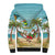Jamaica Christmas Sherpa Hoodie with Rasta Santa Snowman Hammock Angel Palm Trees and Tropical Beach Design - Wonder Print Shop