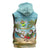 Jamaica Christmas Sleeveless Zip Hoodie with Rasta Santa Snowman Hammock Angel Palm Trees and Tropical Beach Design - Wonder Print Shop