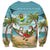 Jamaica Christmas Sweatshirt with Rasta Santa Snowman Hammock Angel Palm Trees and Tropical Beach Design - Wonder Print Shop