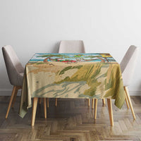 Jamaica Christmas Tablecloth with Rasta Santa Snowman Hammock Angel Palm Trees and Tropical Beach Design - Wonder Print Shop