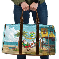 Jamaica Christmas Travel Bag with Rasta Santa Snowman Hammock Angel Palm Trees and Tropical Beach Design - Wonder Print Shop