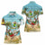 Jamaica Christmas Women Polo Shirt with Rasta Santa Snowman Hammock Angel Palm Trees and Tropical Beach Design - Wonder Print Shop
