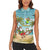Jamaica Christmas Women Sleeveless Polo Shirt with Rasta Santa Snowman Hammock Angel Palm Trees and Tropical Beach Design - Wonder Print Shop