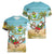 Jamaica Christmas Women V-Neck T-Shirt with Rasta Santa Snowman Hammock Angel Palm Trees and Tropical Beach Design - Wonder Print Shop