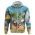 Jamaica Christmas Zip Hoodie with Rasta Santa Snowman Hammock Angel Palm Trees and Tropical Beach Design - Wonder Print Shop