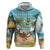Jamaica Christmas Zip Hoodie with Rasta Santa Snowman Hammock Angel Palm Trees and Tropical Beach Design - Wonder Print Shop