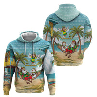 Jamaica Christmas Zip Hoodie with Rasta Santa Snowman Hammock Angel Palm Trees and Tropical Beach Design - Wonder Print Shop