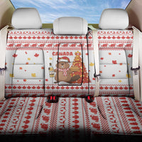Canada Christmas Back Car Seat Cover with Beaver Maple Tree Ice Wine Pie and Red White Knit Pattern Design - Wonder Print Shop