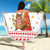 Canada Christmas Beach Blanket with Beaver Maple Tree Ice Wine Pie and Red White Knit Pattern Design - Wonder Print Shop