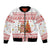 Canada Christmas Bomber Jacket with Beaver Maple Tree Ice Wine Pie and Red White Knit Pattern Design - Wonder Print Shop