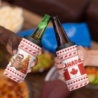 Canada Christmas 4 in 1 Can Cooler Tumbler with Beaver Maple Tree Ice Wine Pie and Red White Knit Pattern Design - Wonder Print Shop