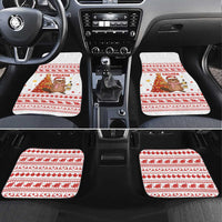 Canada Christmas Car Mats with Beaver Maple Tree Ice Wine Pie and Red White Knit Pattern Design - Wonder Print Shop