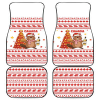 Canada Christmas Car Mats with Beaver Maple Tree Ice Wine Pie and Red White Knit Pattern Design - Wonder Print Shop
