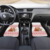 Canada Christmas Car Mats with Beaver Maple Tree Ice Wine Pie and Red White Knit Pattern Design - Wonder Print Shop