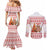 Canada Christmas Couples Matching Mermaid Dress and Long Sleeve Button Shirt with Beaver Maple Tree Ice Wine Pie and Red White Knit Pattern Design - Wonder Print Shop