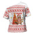 Canada Christmas Cross Shoulder Shirt with Beaver Maple Tree Ice Wine Pie and Red White Knit Pattern Design - Wonder Print Shop