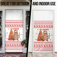 Canada Christmas Door Cover with Beaver Maple Tree Ice Wine Pie and Red White Knit Pattern Design - Wonder Print Shop
