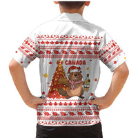 Canada Christmas Family Matching Mermaid Dress and Hawaiian Shirt with Beaver Maple Tree Ice Wine Pie and Red White Knit Pattern Design - Wonder Print Shop