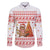 Canada Christmas Family Matching Off The Shoulder Long Sleeve Dress and Hawaiian Shirt with Beaver Maple Tree Ice Wine Pie and Red White Knit Pattern Design - Wonder Print Shop