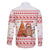 Canada Christmas Family Matching Off The Shoulder Long Sleeve Dress and Hawaiian Shirt with Beaver Maple Tree Ice Wine Pie and Red White Knit Pattern Design - Wonder Print Shop
